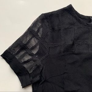 Black Forever 21 Checkered Mesh Top